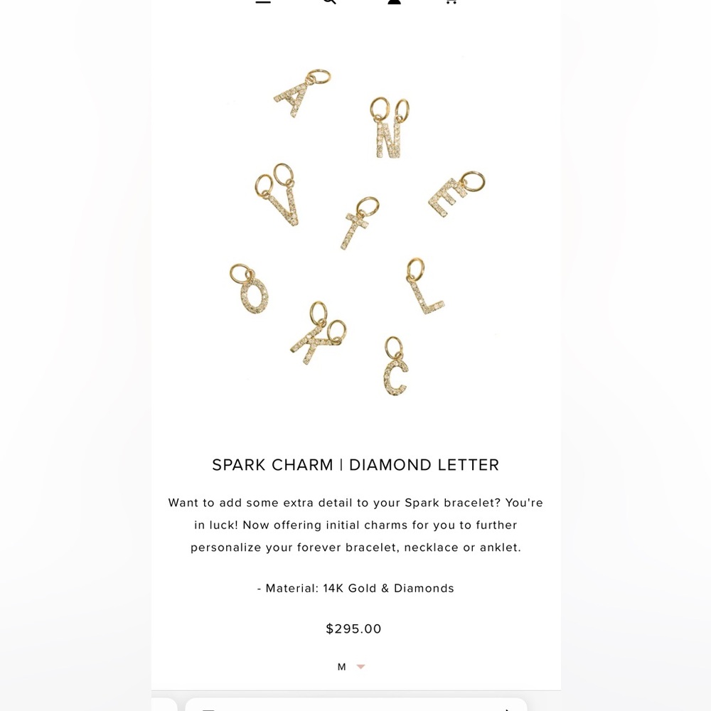 Leah Alexandra Diamond Letter Charm “M”